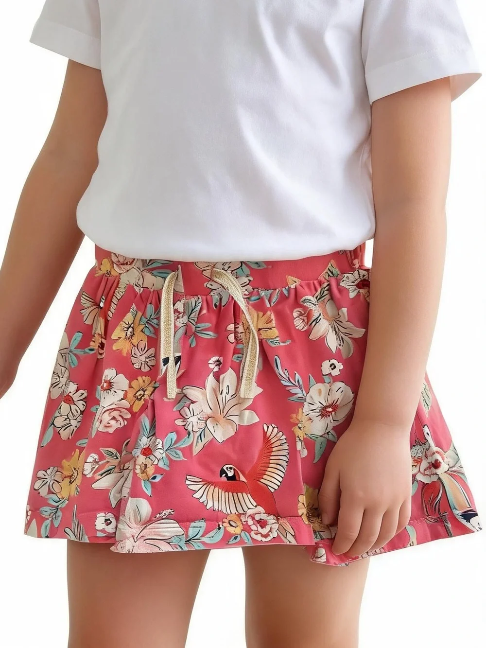 OshKosh B'gosh Coral Floral & Bird Drawstring Skort